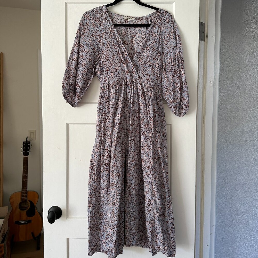Madewell midi floral v-neck dress medium